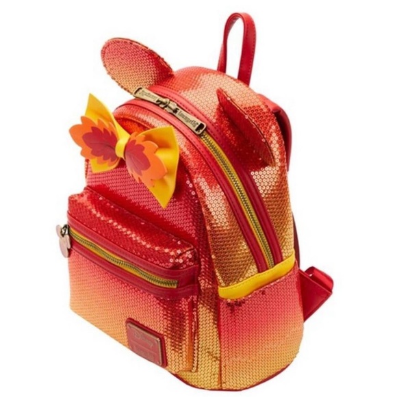 New Loungefly Exclusive Fall Minnie Mouse Sequin Backpack - Picture 2 of 6
